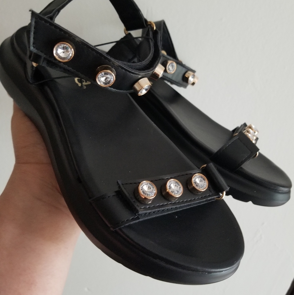 Mudd Black Platform Bling Sandals